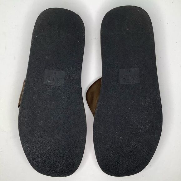Zara Brown Satin Textile Low Platform Thong Flip Flop Women’s Sandals Sz 10.5 - Picture 9 of 10